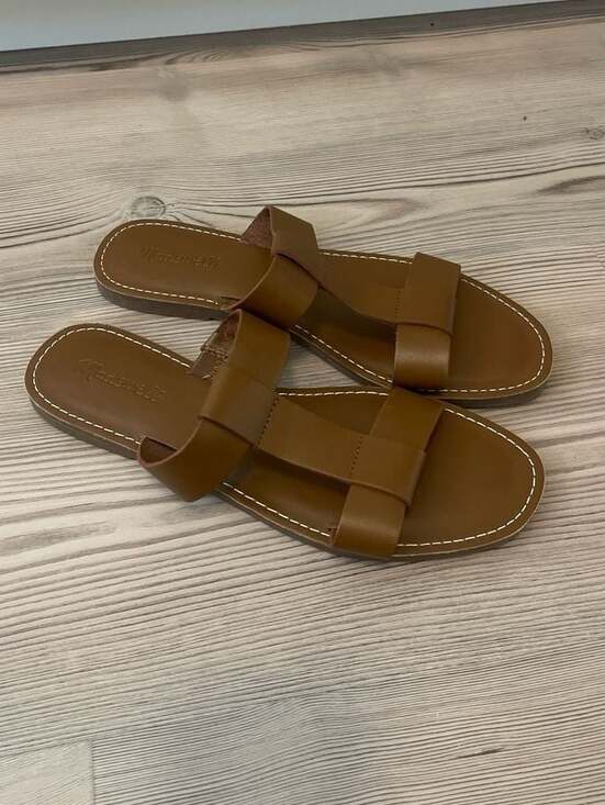 Madewell The Boardwalk H-Strap Slide Sandals in English Saddle Leather Size 9.5 - Picture 3 of 7